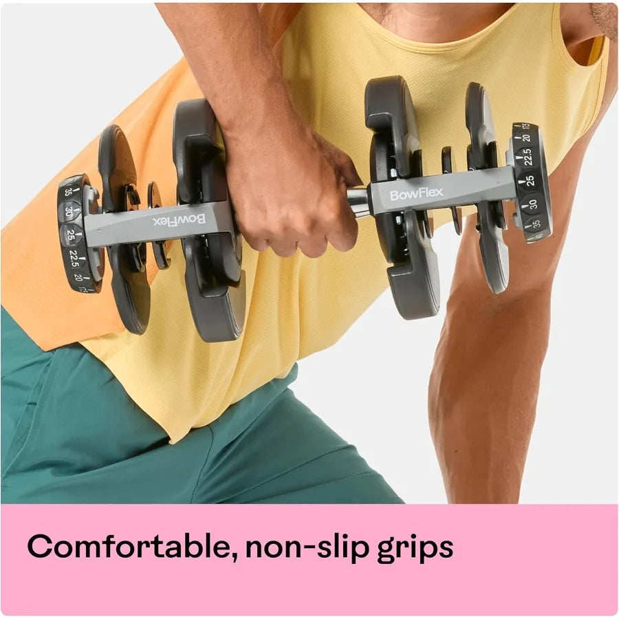 BowFlex Results Series SelectTech Dumbbells Adjustable Home Gym Dumbbells with Quick-Adjust Mechanism for Strength Training in