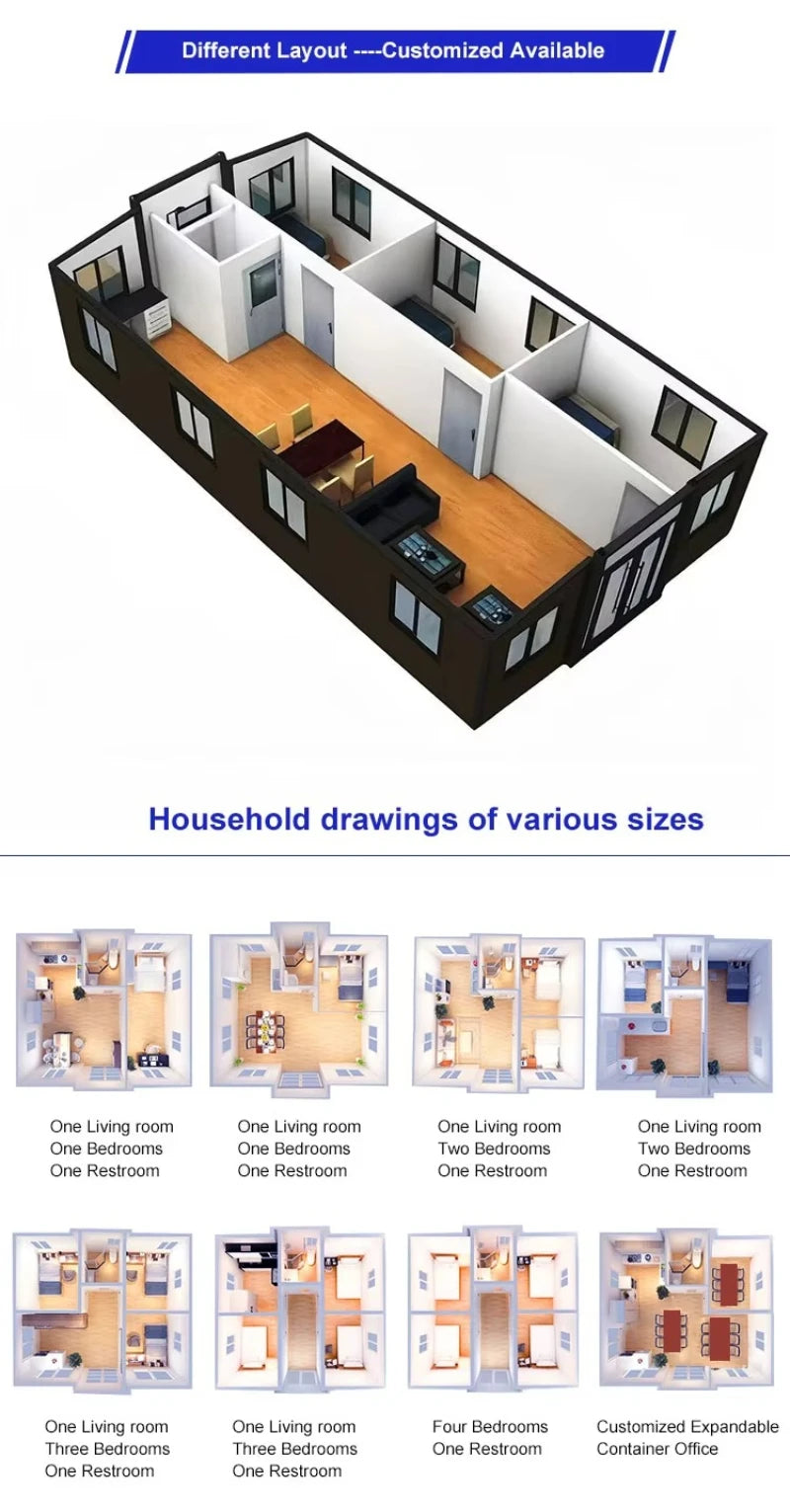 Folding Portable Home Container Prefabricated Unit for Site Camp Worker Housing and Guest Room Customized