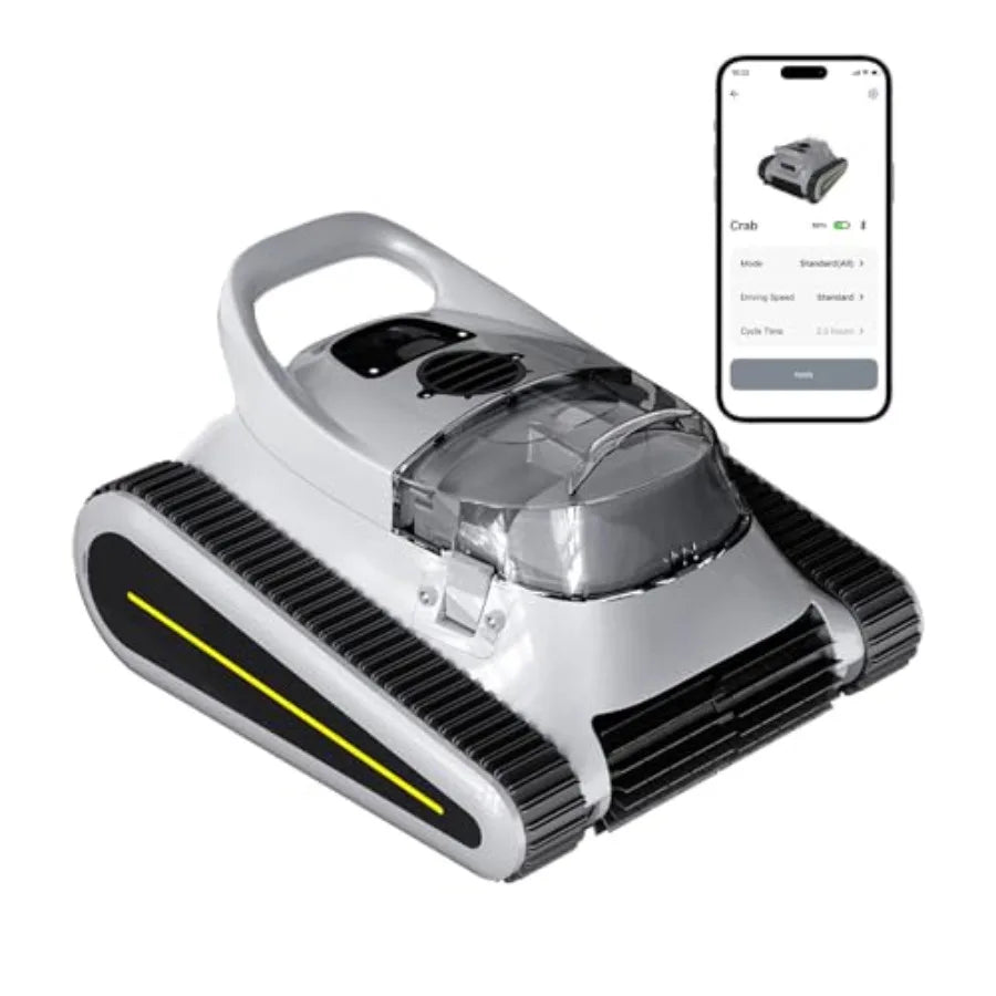 Cordless Robotic Pool Cleaner with 180W Brushless Motor 45000Pa Suction Gray Wall Waterline Climbing Auto Path Mapping for Ingr