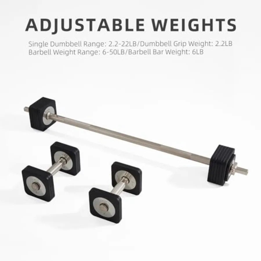 2.2-50 lbs Adjustable Dumbbells Set with Rack Free Weights for Home Gym Office Anti-Rolling Steel Dumbbell Barbell Wall-Mounted