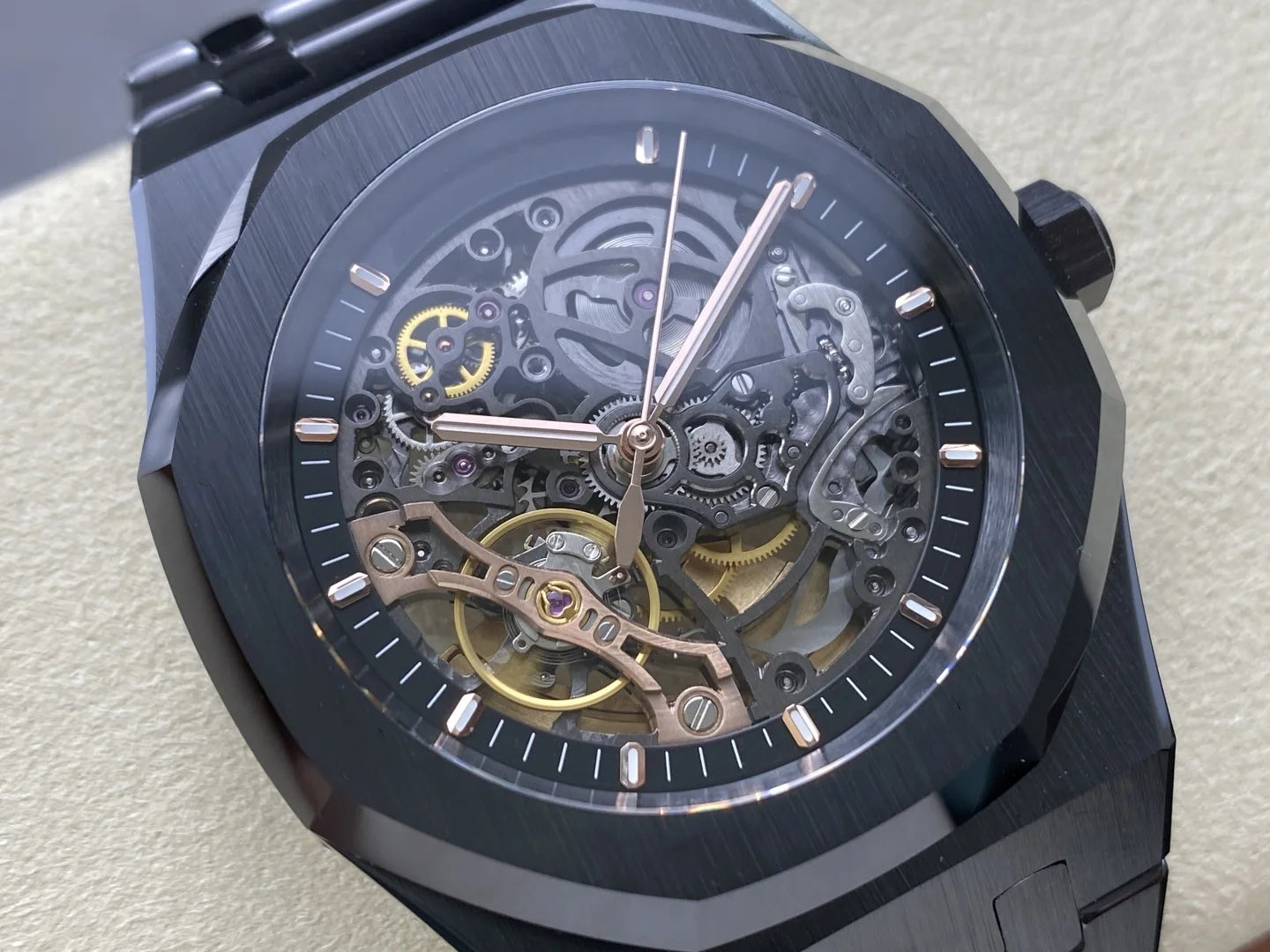 New Luxury Super Quality Mechanical Watch 41mm THB Factory 3132 Movement 15407 Gold Skeleton Watch