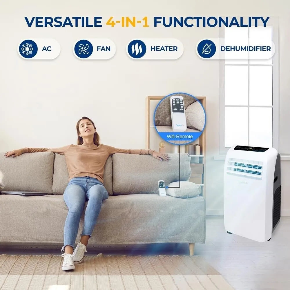 12,000 BTU Portable Air Conditioner Cool & Heat, Dehumidifier A/C Fan + Remote