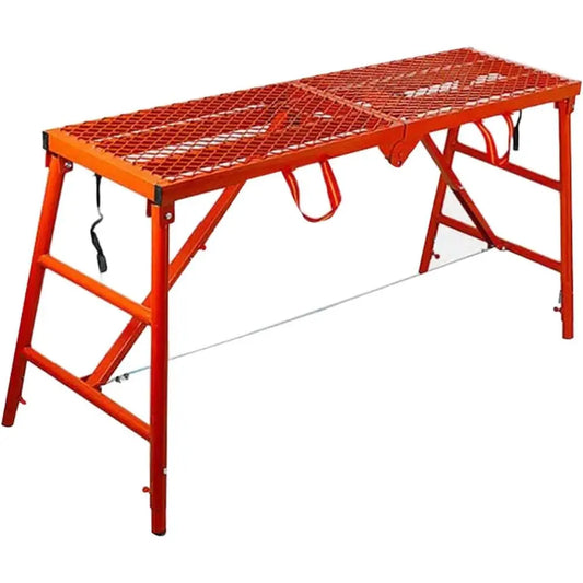 Adjustable Height Folding Scaffolding Platform, Step Ladder with Bench for Construction and Cleaning Tasks