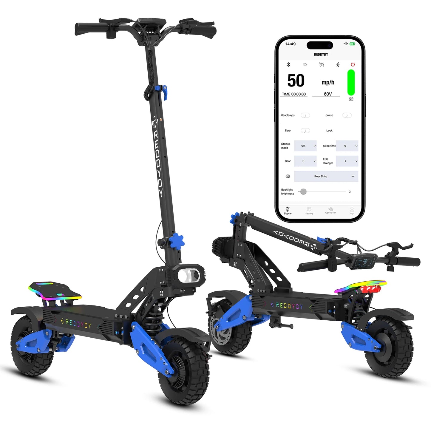 Electric Offroad Scooter - 50 MPH Fastest Dual Motor Adult Scooter, 5000W Peak, 55-Mile Long Range, 10.5" Off-Road Tires,60V25ah