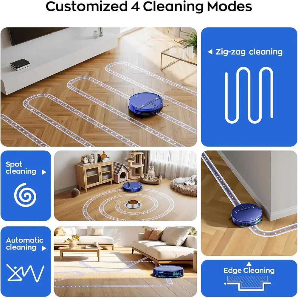 Ultra-Slim 2-in-1 Robot Vacuum and Mop, 3D Obstacle Avoidance, Ideal for Hard Floors and Carpets, Wi-Fi/Voice Control, Pet Hair