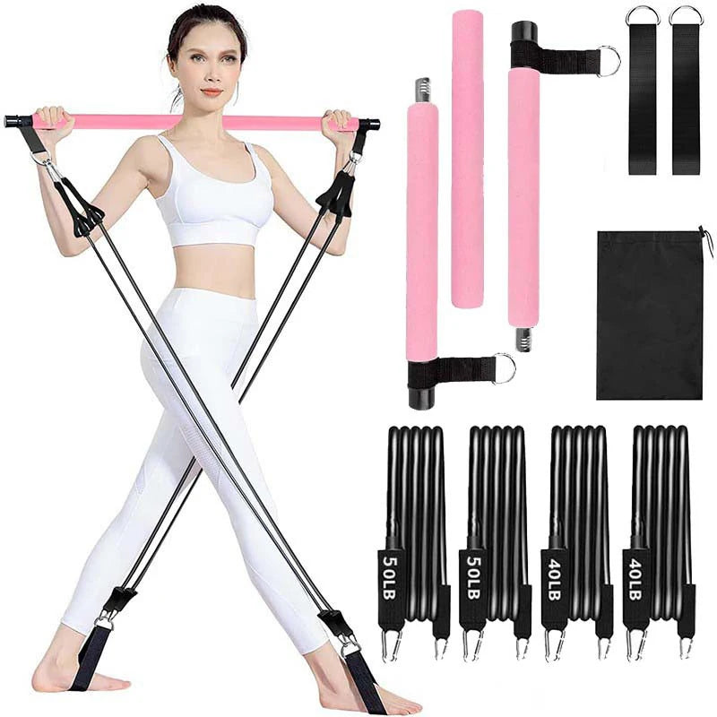 Pilates Kit with Resistance Bands, Multifunctional Yoga Pilates, Portable Home Gym Pilates Resistance Kit Full Body Workouts New