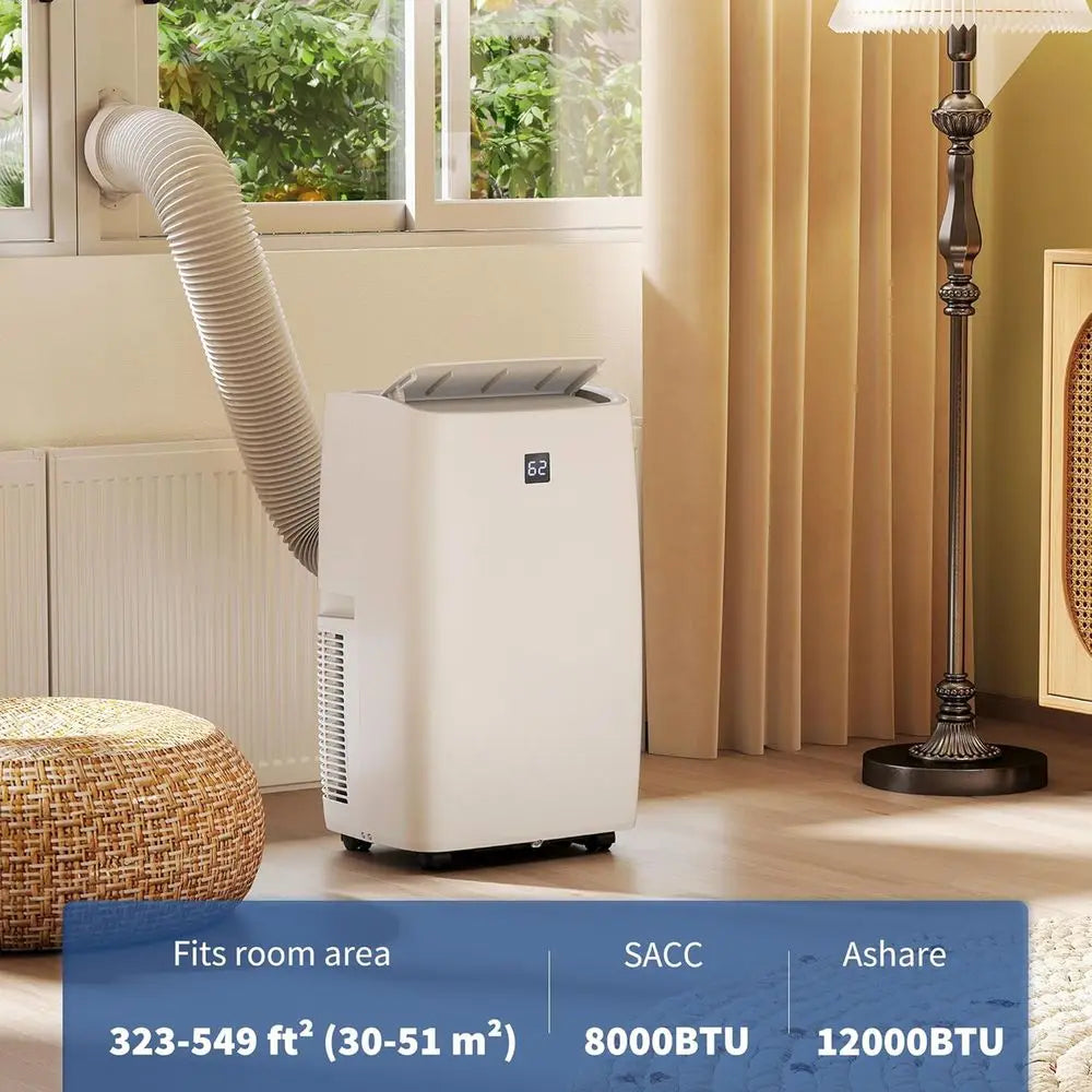 3-in-1 12000 BTU Portable Air Conditioner for Rooms up to 550 Sq. Ft. with Cooling, Dehumidifying, and Fan Modes, 24H Timer, 3 S