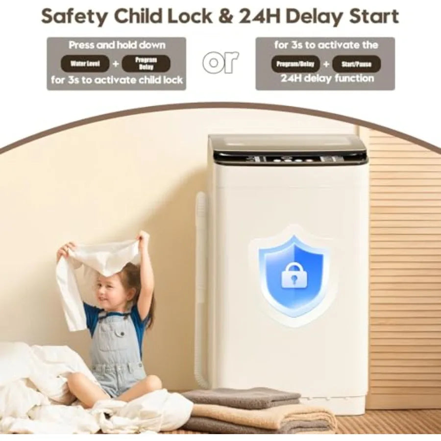 Portable Washer and Dryer Combo Set 28 lbs Fully Automatic Washing Machine with Stainless Steel Inner Tub 2.6 Cu.Ft Portable Dr