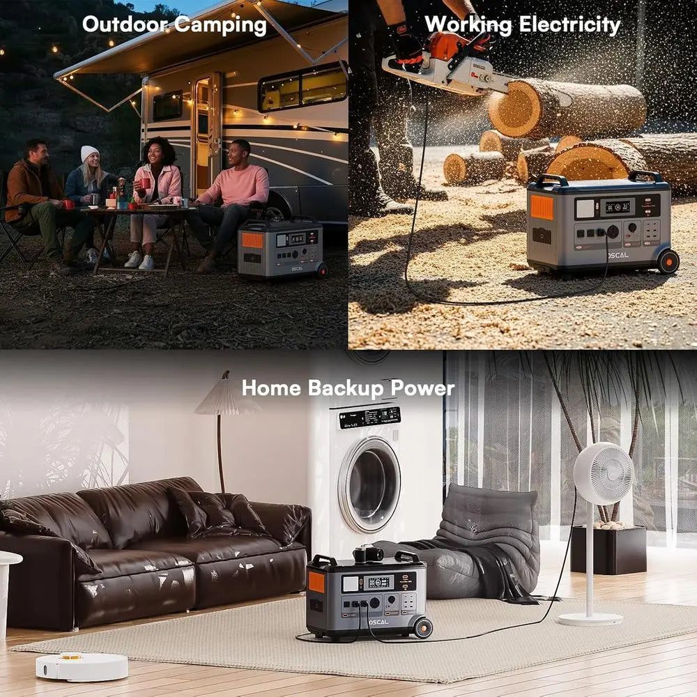 OSCAL Portable Power Station 3600Wh PowerMax 3600 SE With 2x400W r Panel, 3600W (Surge 7200W) Output, LiePO4 r Generator or Home