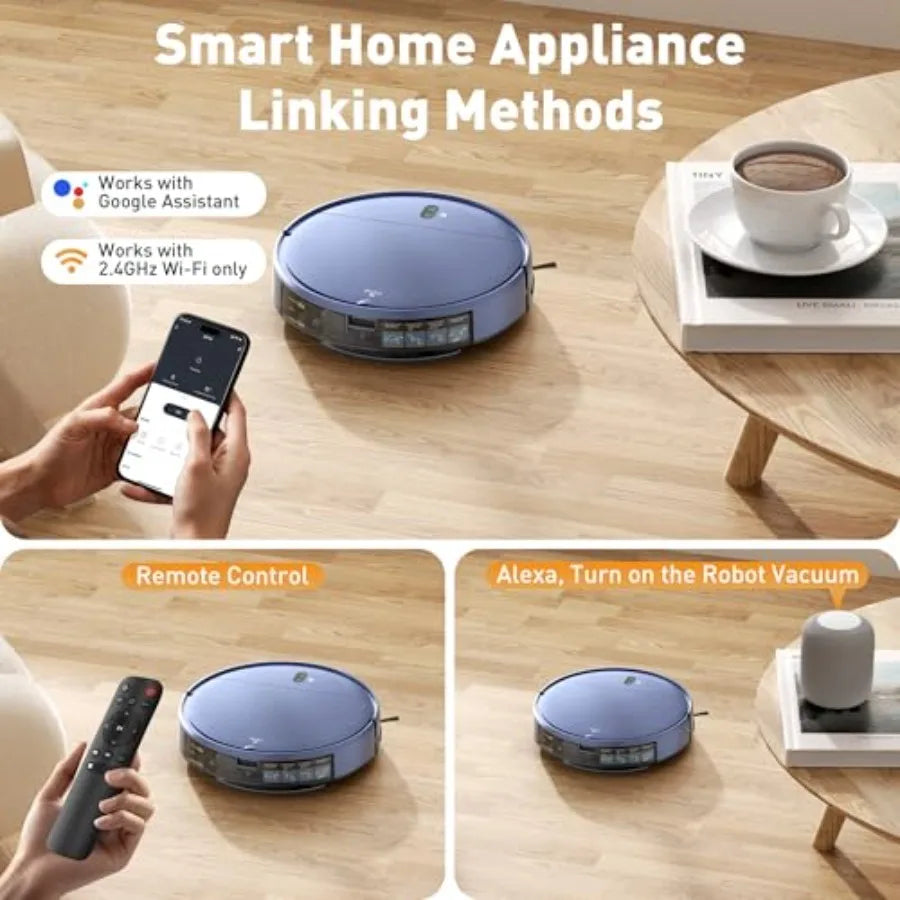 Robot Vacuum and Mop Combo with Schedule APP Remote Voice Strong Suction Slim Self-Charging 2 in 1 Floor Cleaner for Pet Hair C