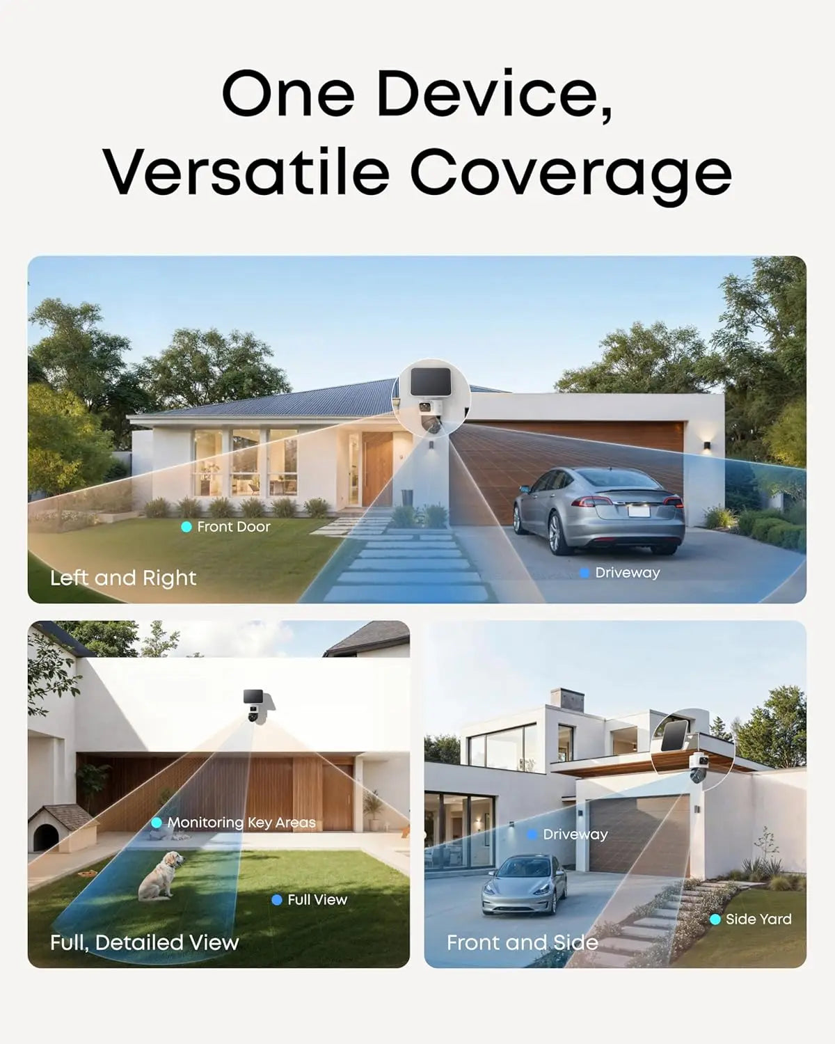4K Solar Wireless Outdoor Security Camera, Triple Lens PTZ, 360° View, AI Tracking, Color Night Vision