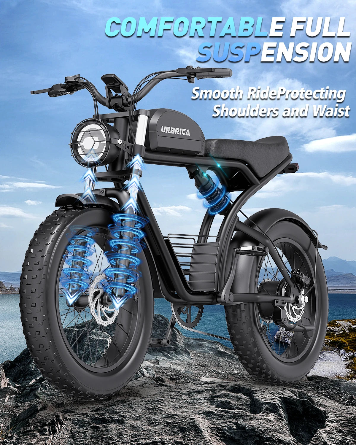 Electric Bike for Adults 3000W 1500W 32MPH 48V 23AH Max 75Miles Electric Motorcycle 20" Fat Tire Dirt Bike Shamano 7-Speed EBike