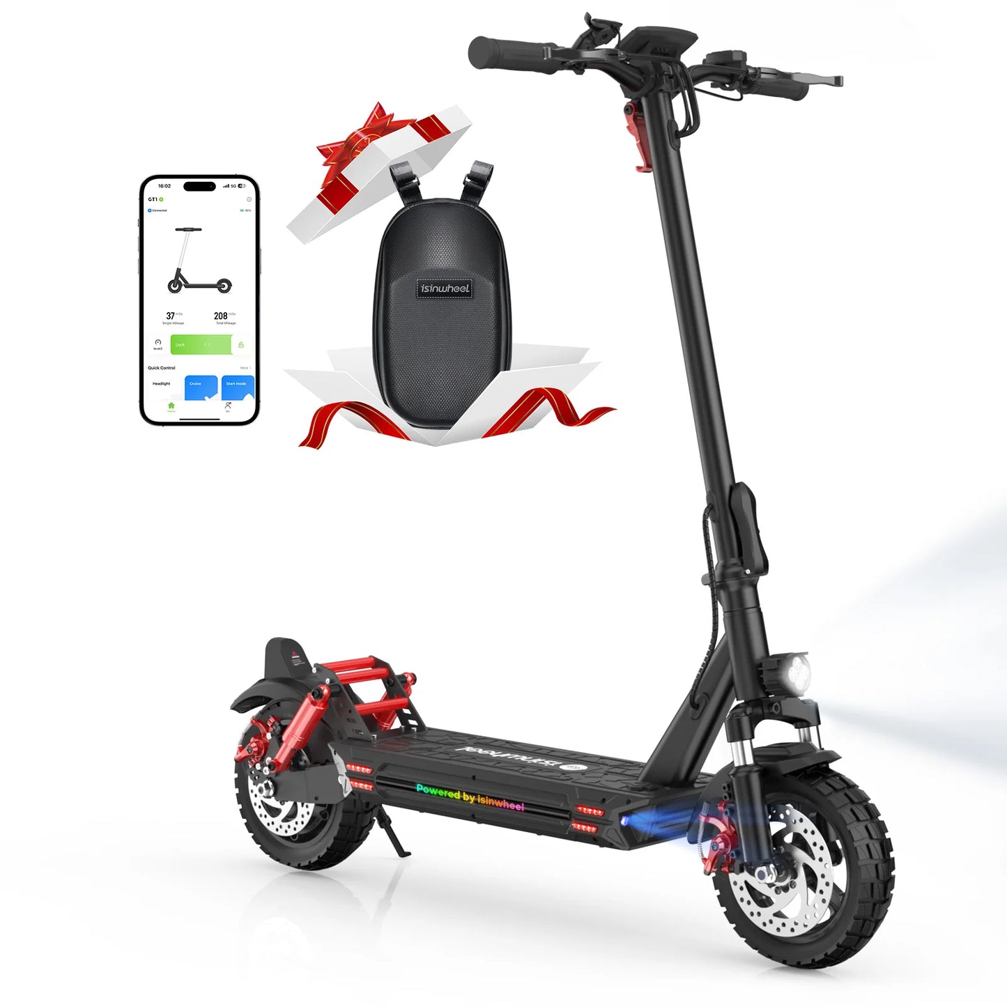 Electric Scooter For Adult Isinwheel 10" With 800W Motor Top Speed 28Mph E-Scooter APP Connection 10AH Range 28Miles Load 330Ibs