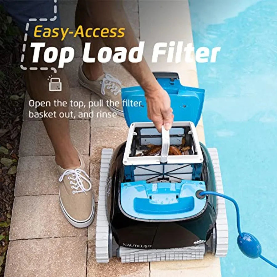 Nautilus CC Automatic Robotic Pool Vacuum Cleaner Wall Climbing Scrubber Brush Top Load Filter Access Ideal for Above In-Ground