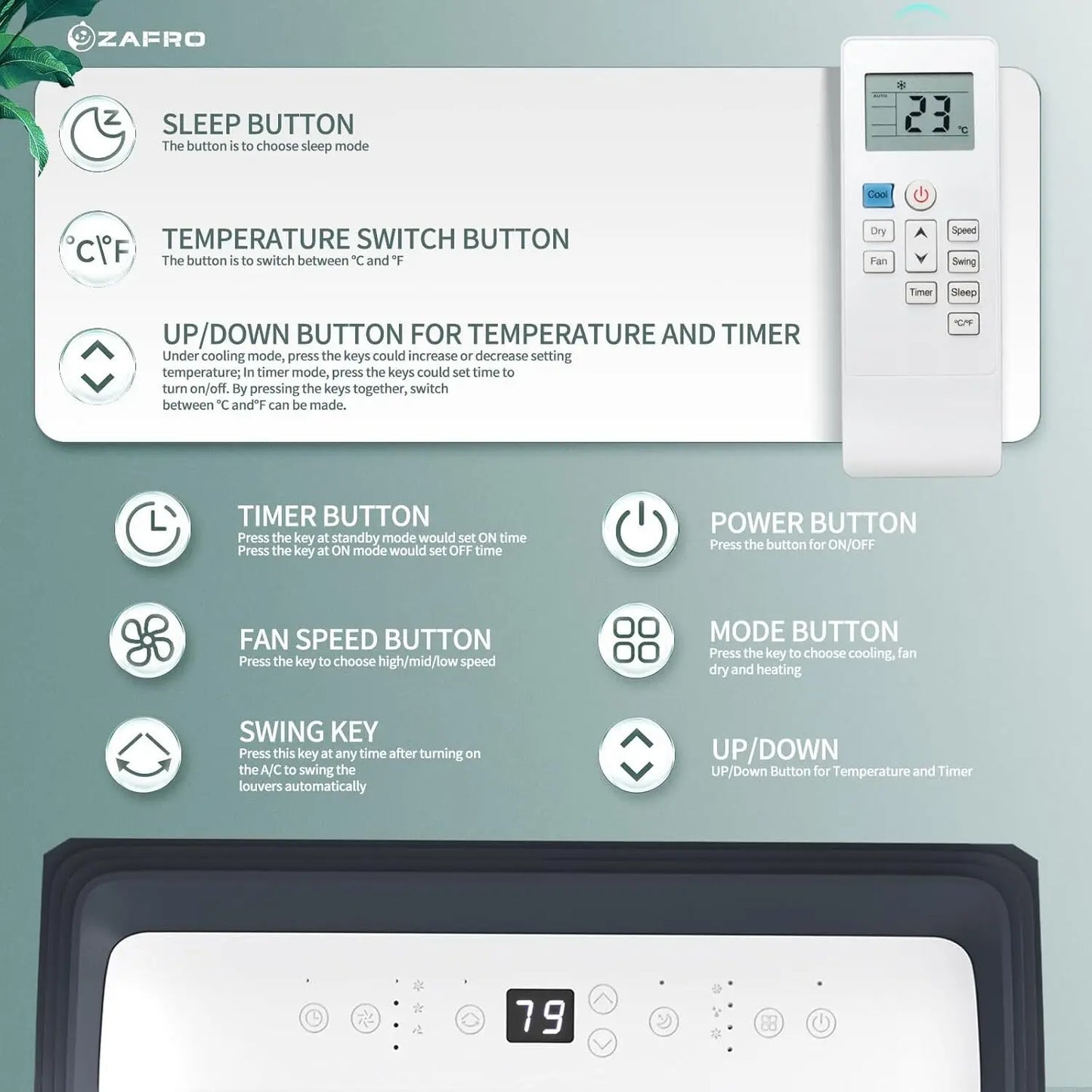 12,000 BTU Portable Air Conditioners with Remote Control for Cooling 550 Sq. Ft