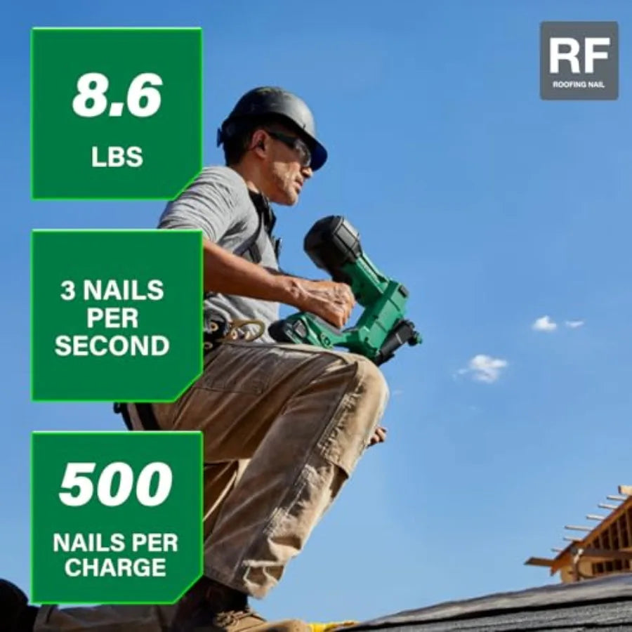 18V MultiVolt Brushless Cordless Coil Roofing Nailer Kit 1-3/4" Coil Roofing Nailer with Power Tool 2.0Ah Lithium Io