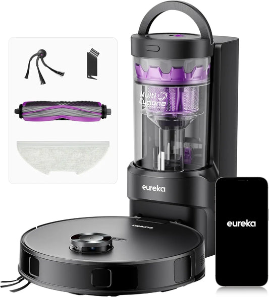 Self-Emptying Robot Vacuum and Mop Combo, 10,000Pa Suction, 45-Day Capacity, Anti-Hair-Tangling, App Control