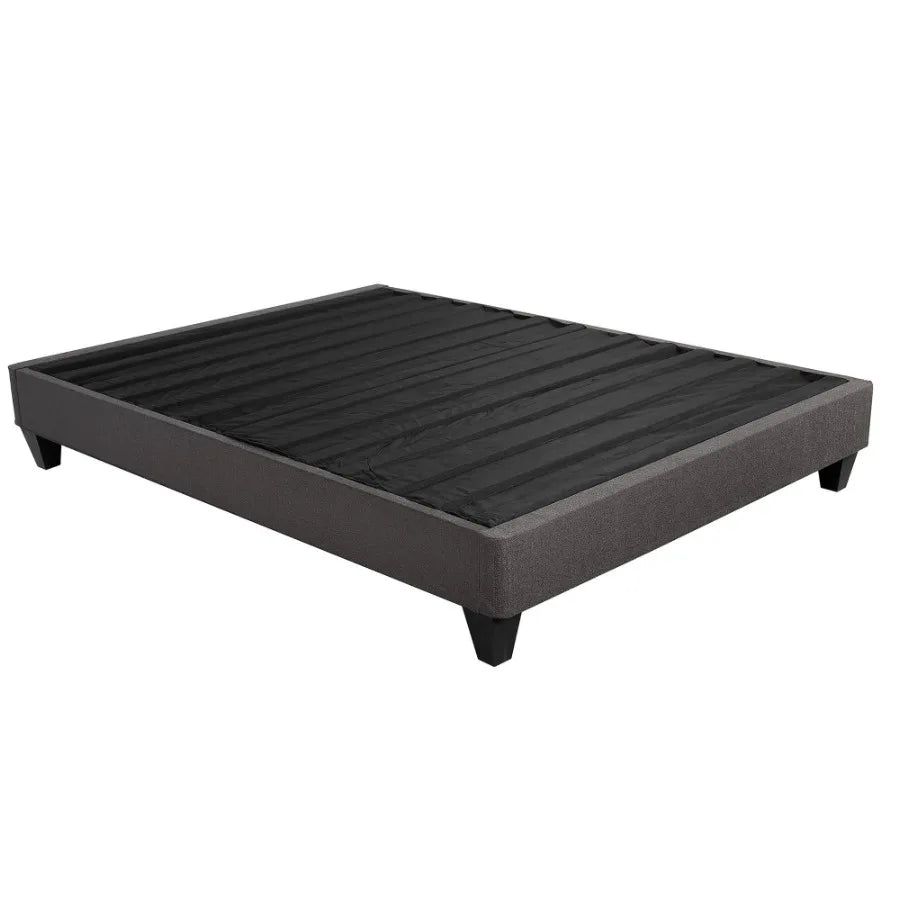 Contemporary 14 in. Platform Mattress Foundation King Size Upholstered Bed Frame Base Dark Gray