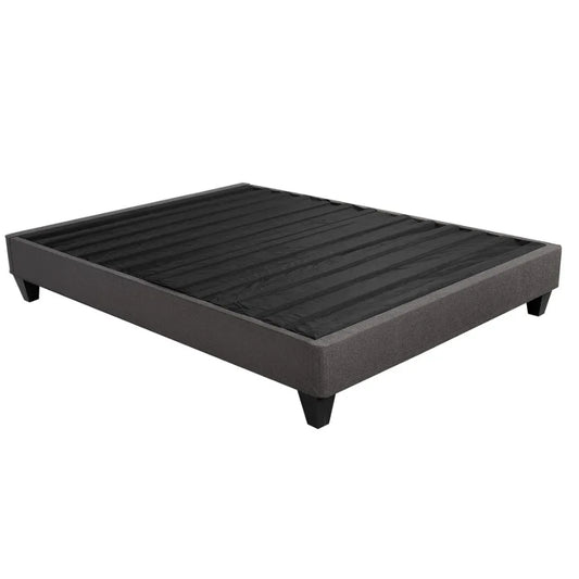 Contemporary 14 in. Platform Mattress Foundation King Size Upholstered Bed Frame Base Dark Gray
