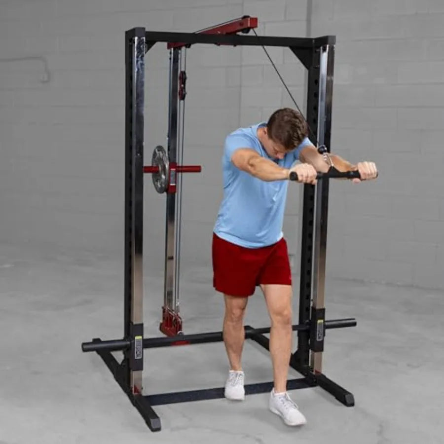 Best Fitness Smith Machine with LAT Attachment for Home Gym - Strength Training with Safety Bars Adjustable Safeties and Attach