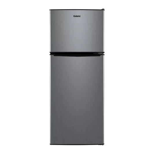 Galanz 4.6. Cu ft Two Door Mini Refrigerator with Freezer, Stainless Steel