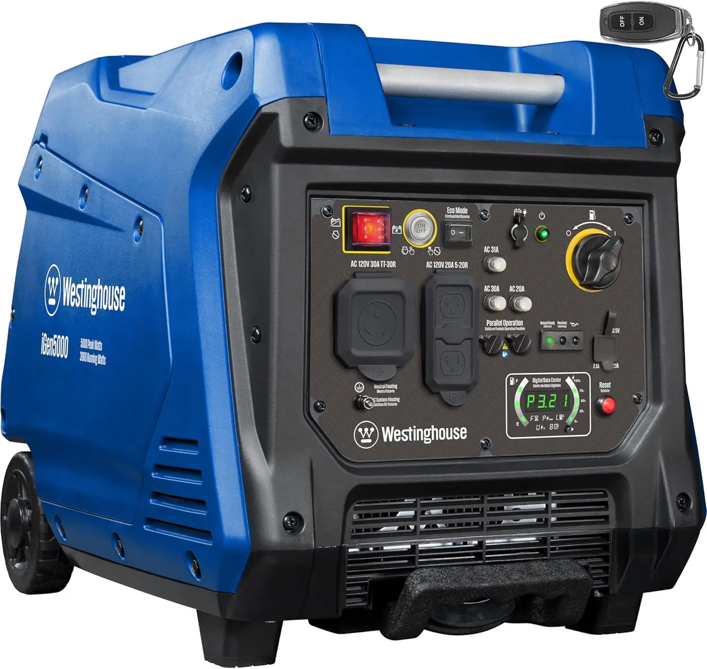 5000W Super Quiet Portable Inverter Generator with Remote Start, RV Ready, Gas Powered, Parallel Capable