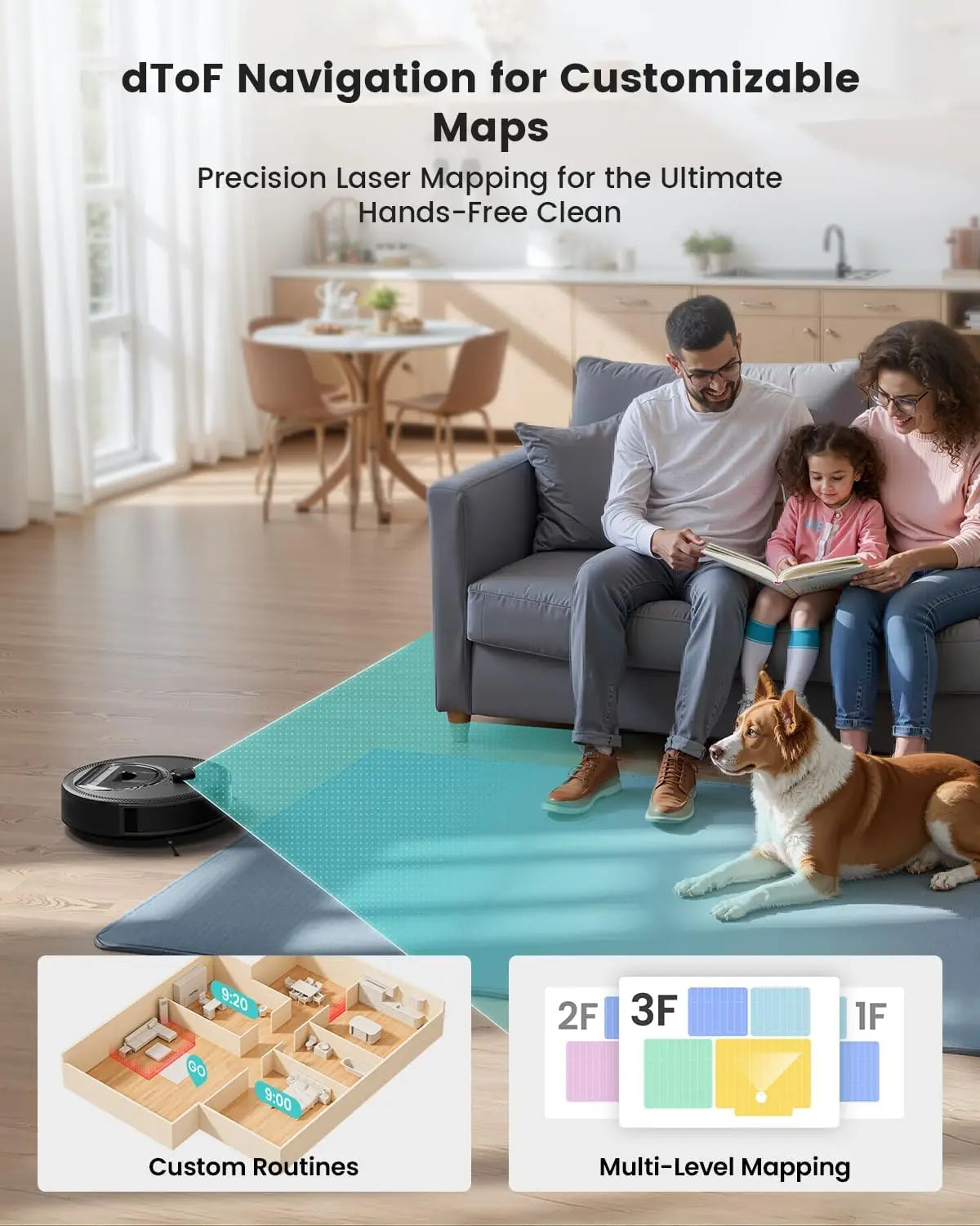 Smart LiDAR Robot Vacuum & Mop, 450ml Dustbin, 190° Obstacle Avoidance, Multi-Floor Mapping, WiFi/Alexa Control