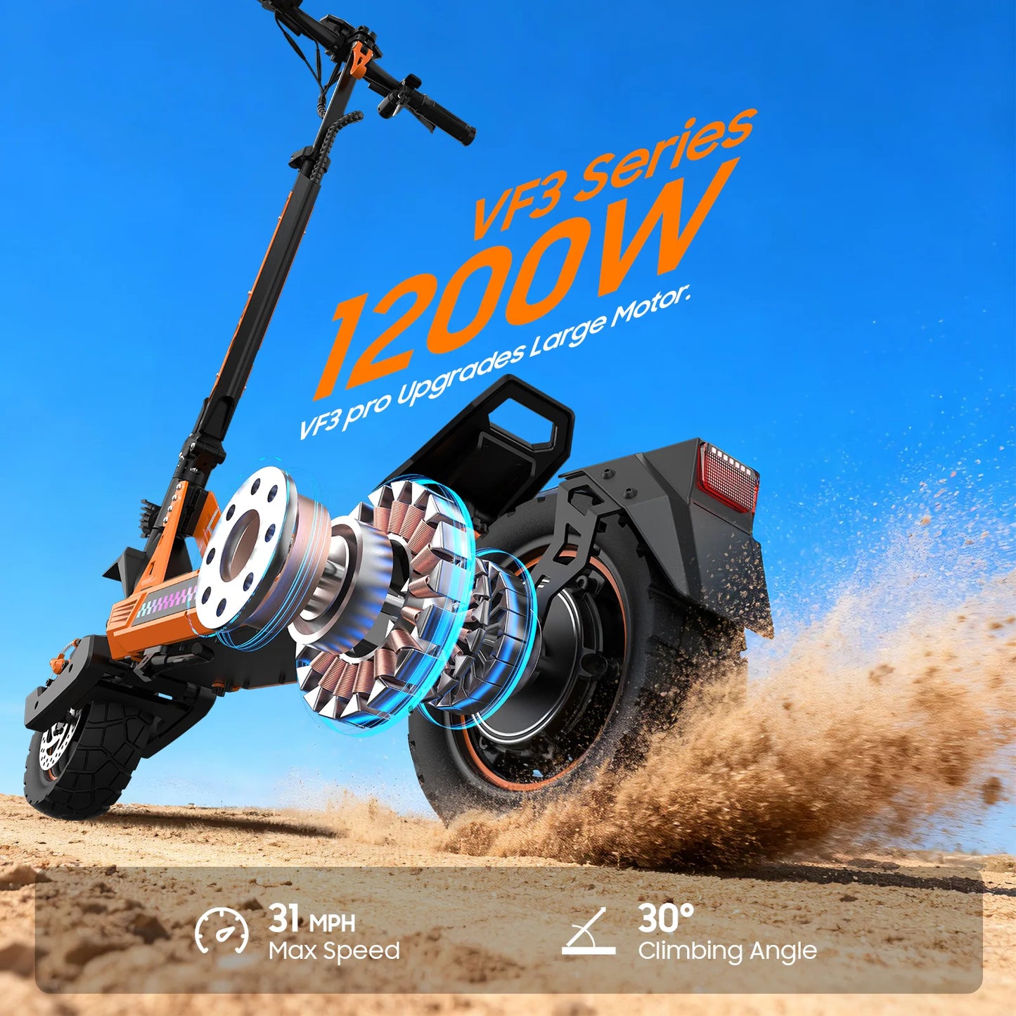 TOFUN TF3 PRO Electric Scooter 1200W with APP speed Maxi 31MPH autonomy 40-50km 48V 15.6Ah tires 10 inch 4 Modes foldable