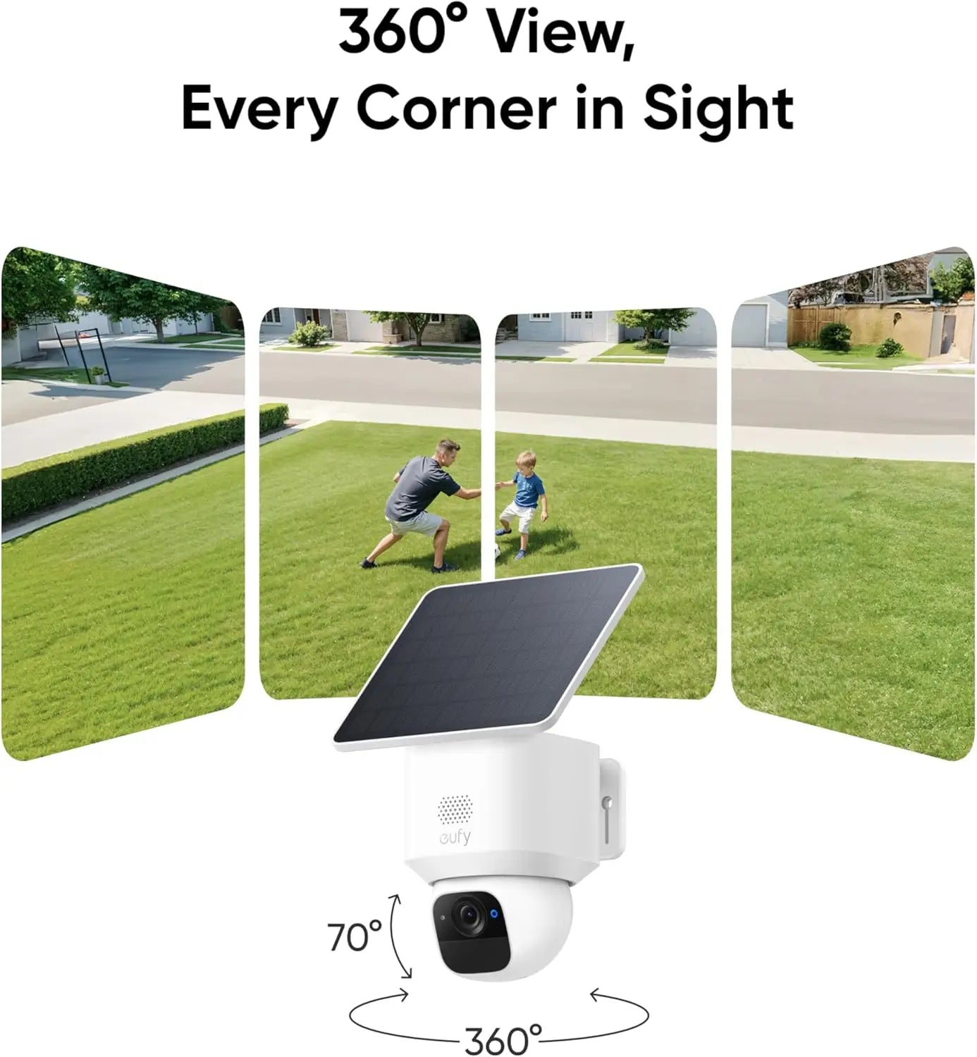 4-Pack Wireless Outdoor Security Cameras with Solar Power, 360° Pan, AI Tracking, 2K Clarity, No Monthly Fees