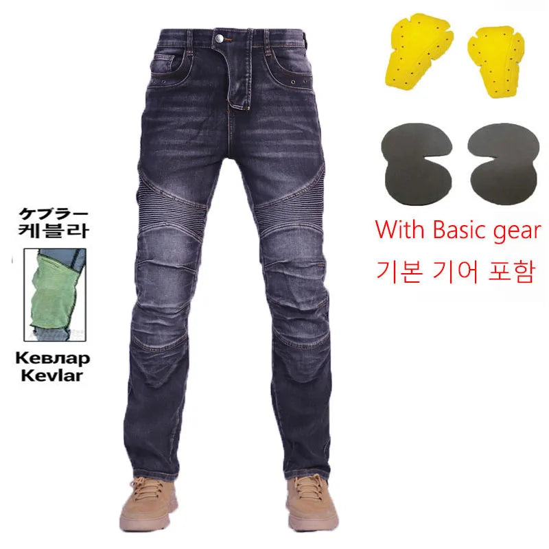 Amekaji Kevlar in Knee Motorcycle Jeans Moto pants Leisure Riding Trousers Motocross Aramid Riding Pants With Hip Knee Pads