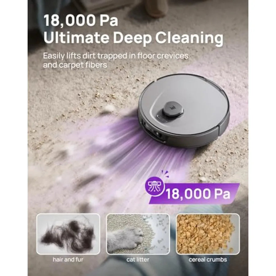 P10 Ultra Robot Vacuum and Mop Combo 18 000 Pa Suction Self-Emptying Auto-Extending Edge Mopping 140 Hot-Water Self-Cleaning Li