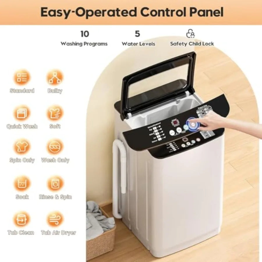 Portable Washer and Dryer Combo Set 28 lbs Fully Automatic Washing Machine with Stainless Steel Inner Tub 2.6 Cu.Ft Portable Dr
