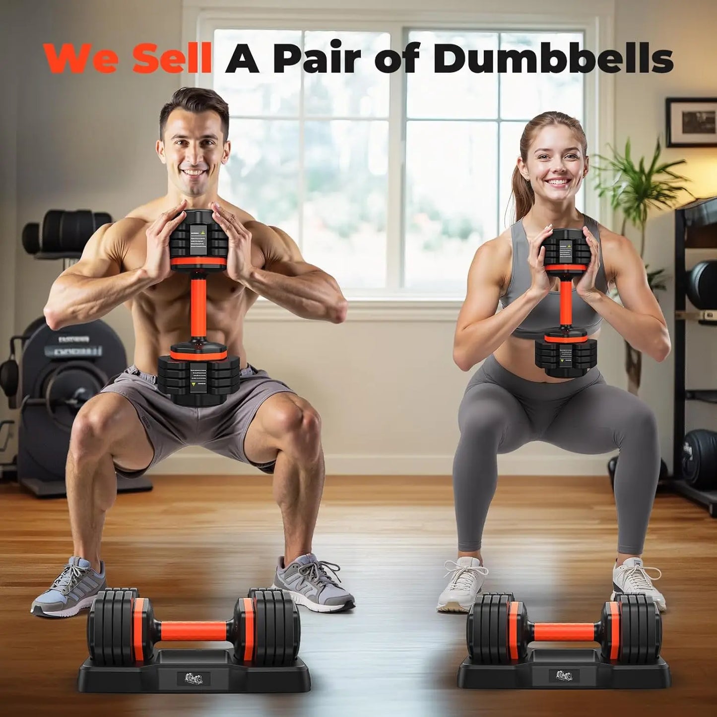 Adjustable Dumbbell Set 55LB, 5 Weight Options 15-55lbs, Anti-Slip Handle for Home Fitness Workout