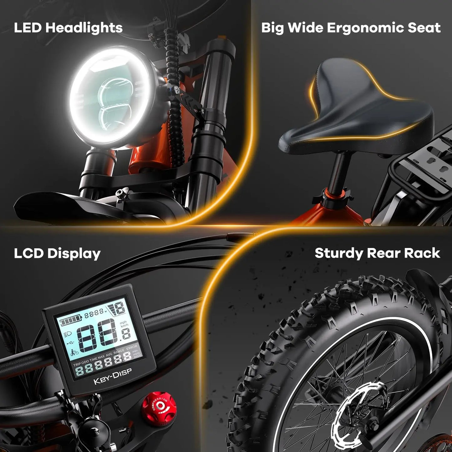 Cybervelo Luxury Folding E-bike for Adult, 2000W Peak Motor, Built-in 25Ah Removable Battery, 8-Speed Shift 20” Fat Tire EK6