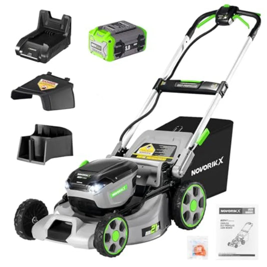 Electric Lawn Mower Self-Propelled Lawn Mower Cordless 60V 21 65 Min Long Runtime with 5.0Ah Battery Rapid Charger and LED Head