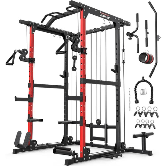 Power CagePower Rack with LAT Pulldown MultiFunction Training Attachments for Home Gym Fitnees Equipment 1500LBS
