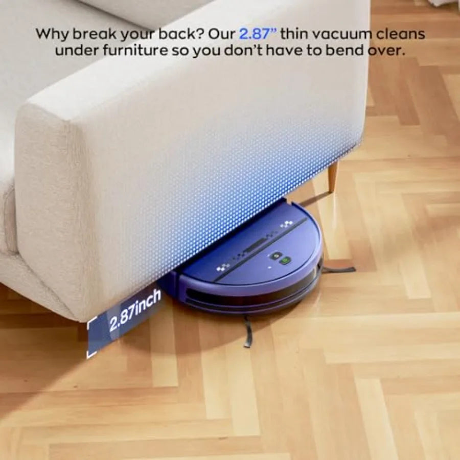 Robot Vacuum and Mop Combo for Pet Hair Robotic Vacuum for Hard Floors and Carpets 2.87'' Ultra-Slim with 3D Obstacle Avoidance