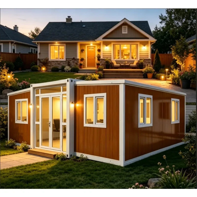 20ft Factory Direct Prefab Container House 2 Bedrooms Expandable Folding Home with Living Room Ready to Live for Family