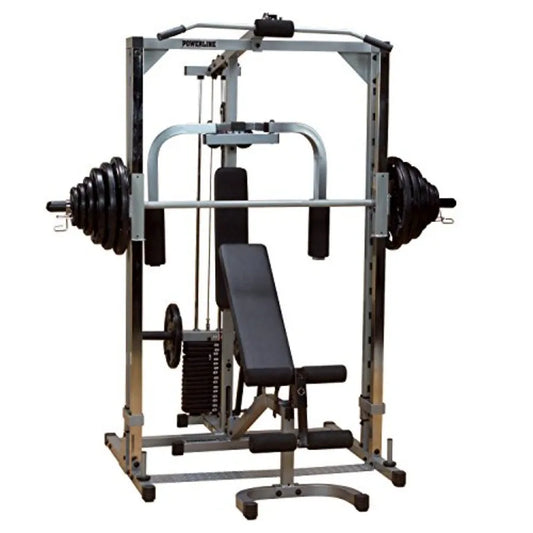 Powerline PSM144XS Smith Machine Gym Package Steel Black Durable Strength Training Equipment for Home or Commercial Use