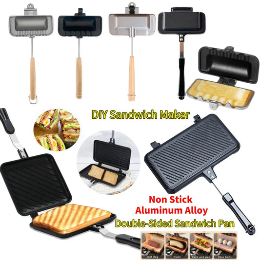 Hot Dog Toaster Non Stick Aluminum Alloy Grill Frying Pan Bread Toast Breakfast Machine Waffle Pancake Baking Barbecue Oven Mold
