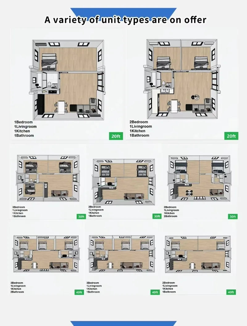 Folding Portable Home Container Prefabricated Unit for Site Camp Worker Housing and Guest Room Customized