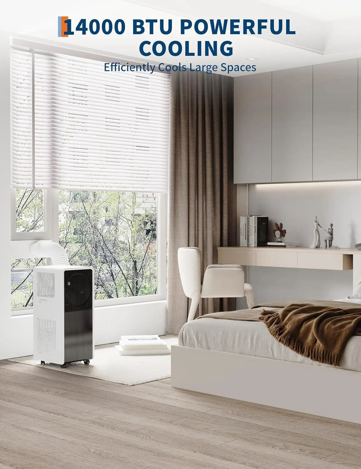 14000 BTU Portable Air Conditioner 3-in-1 Air Cooler w/Dehumidifier & Fan Mode