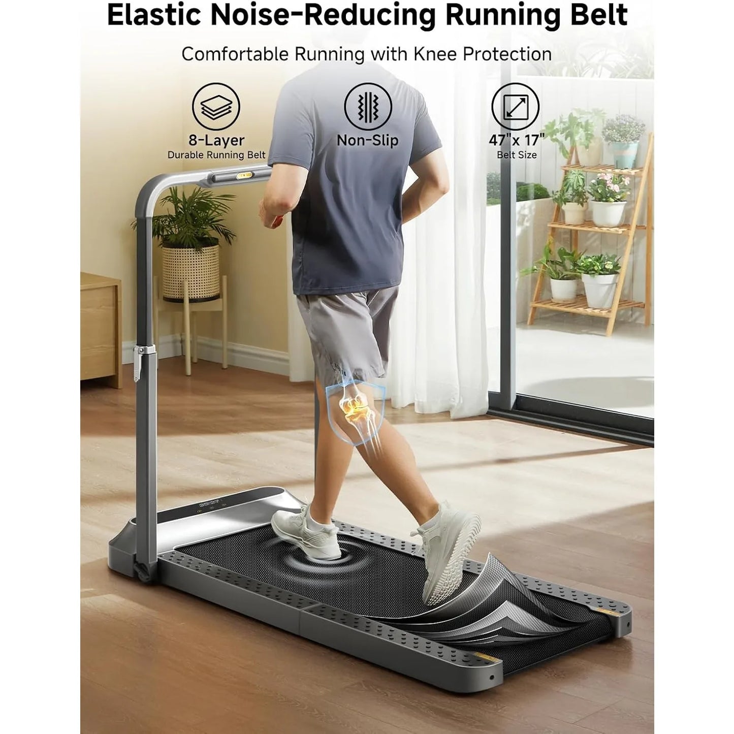 Folding Treadmill, 2 in 1 Walking Pad Under Desk Treadmill for Home and Office, Compact Foldable Design with App, Customized