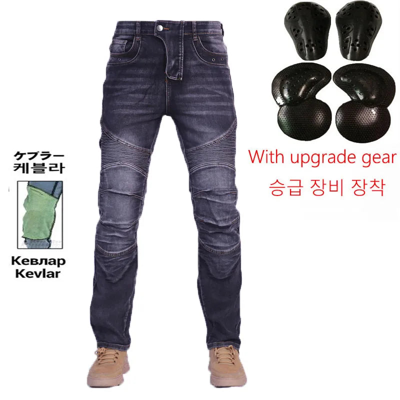 Amekaji Kevlar in Knee Motorcycle Jeans Moto pants Leisure Riding Trousers Motocross Aramid Riding Pants With Hip Knee Pads