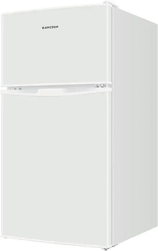 QWMini Fridge with Freezer,2 Door Small Refrigerator Freezer,for Bedroom,3.2 CU.FT,For Home,Office,Dorm,Garage