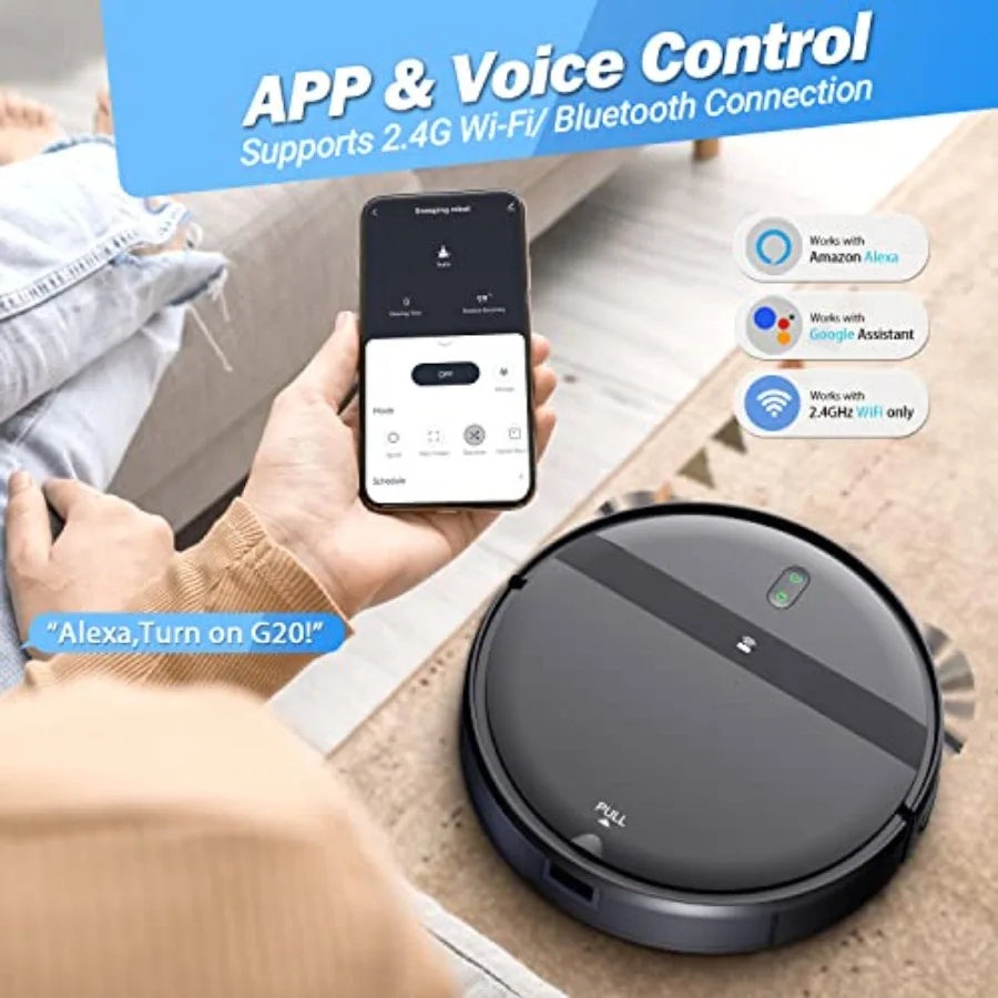 Robot Vacuum and Mop Combo App/Alexa Control Smart Ultra-Thin Robot Vacuum Cleaner with Automatic Recharge for Pet Hair Carpet