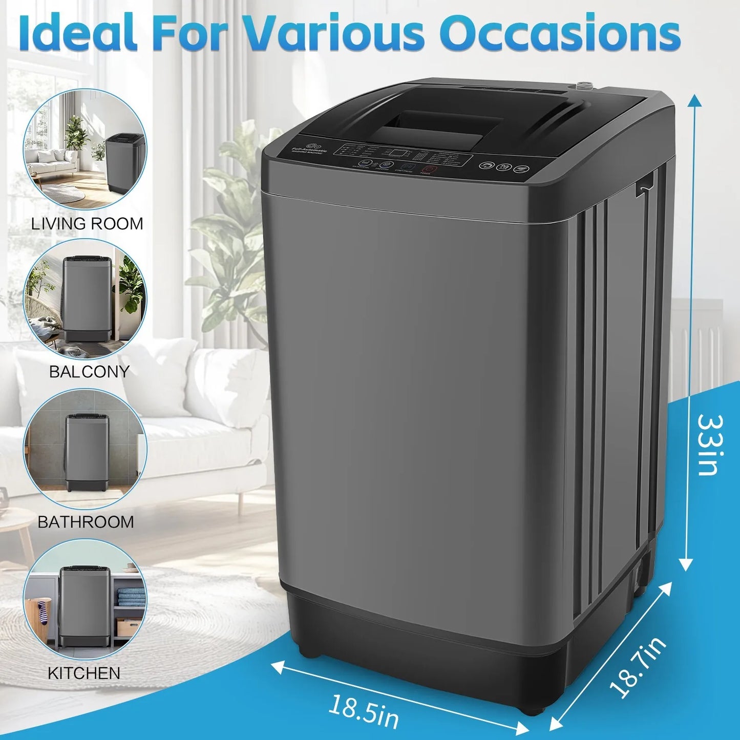 17.8Lbs Portable Washing Machine Laundry Washer+Dryer Combo for Home/Apartment