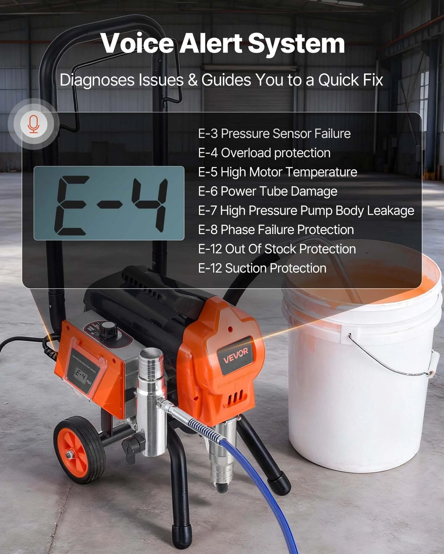 Stand Airless Paint Sprayer, 1500W, 3300PSI High Pressure Airless Sprayer With Cart, Cleaning Brush, Hose, Extension Rod,