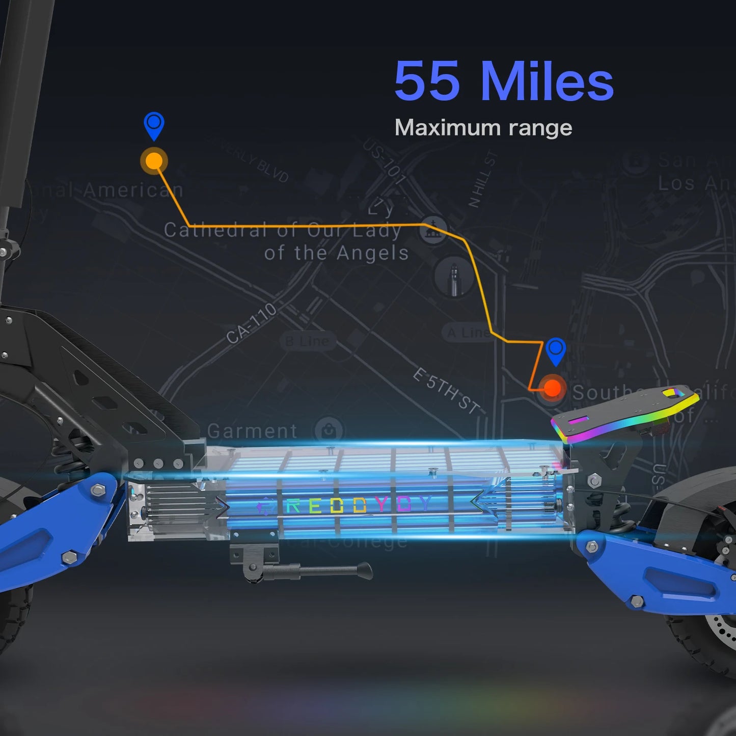 Electric Offroad Scooter - 50 MPH Fastest Dual Motor Adult Scooter, 5000W Peak, 55-Mile Long Range, 10.5" Off-Road Tires,60V25ah