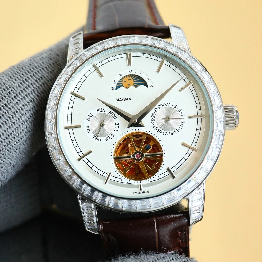 VC Top Brand Reissue Watch with Versatile Case and Moon Phase Design for Men